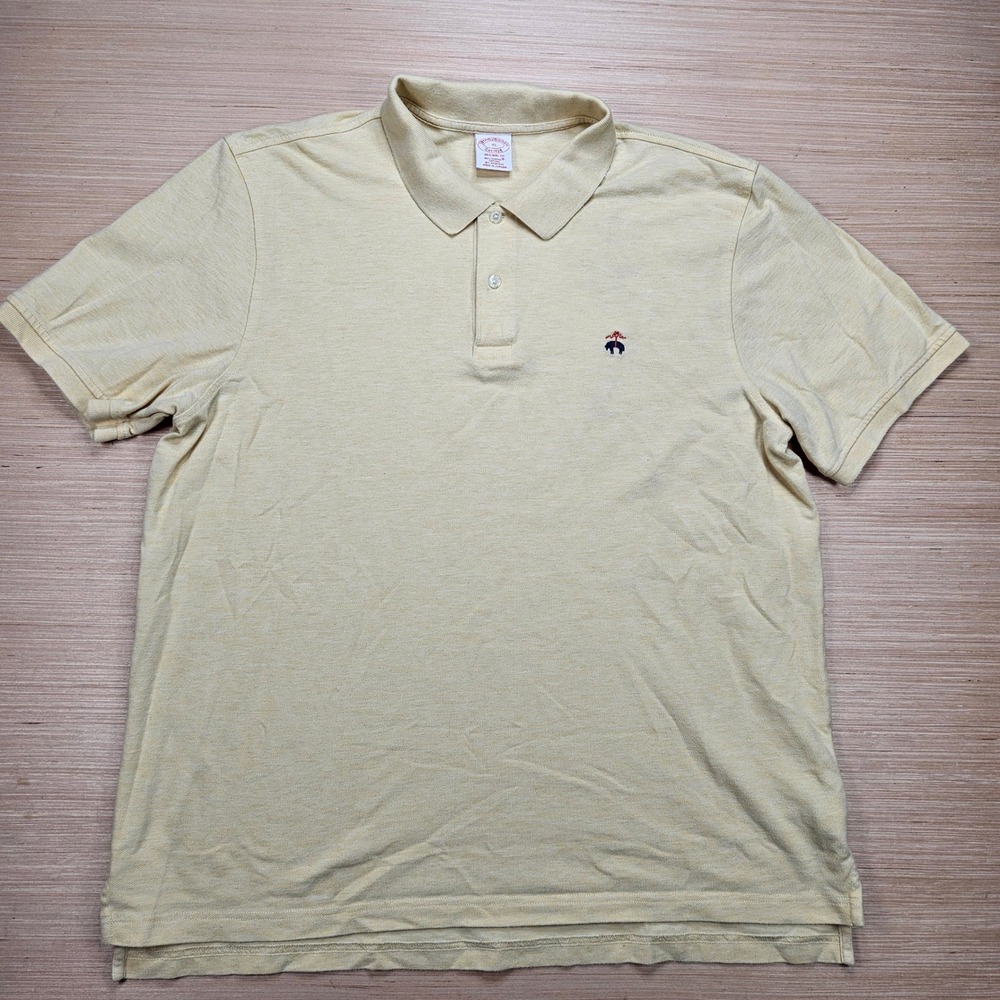 Brooks Brothers Original Fit Polo Shirt Men XL Yellow Supima Cotton Short Sleeve
